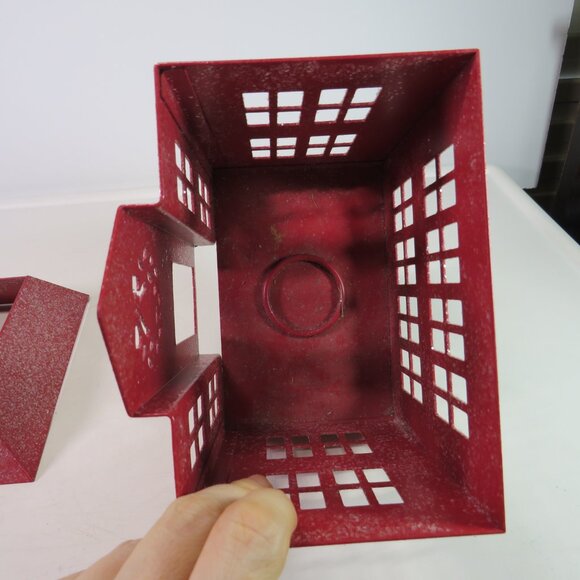 Thick Red Metal House Glittered Luminary Candle Holder White Barn Candle Co - Picture 8 of 13